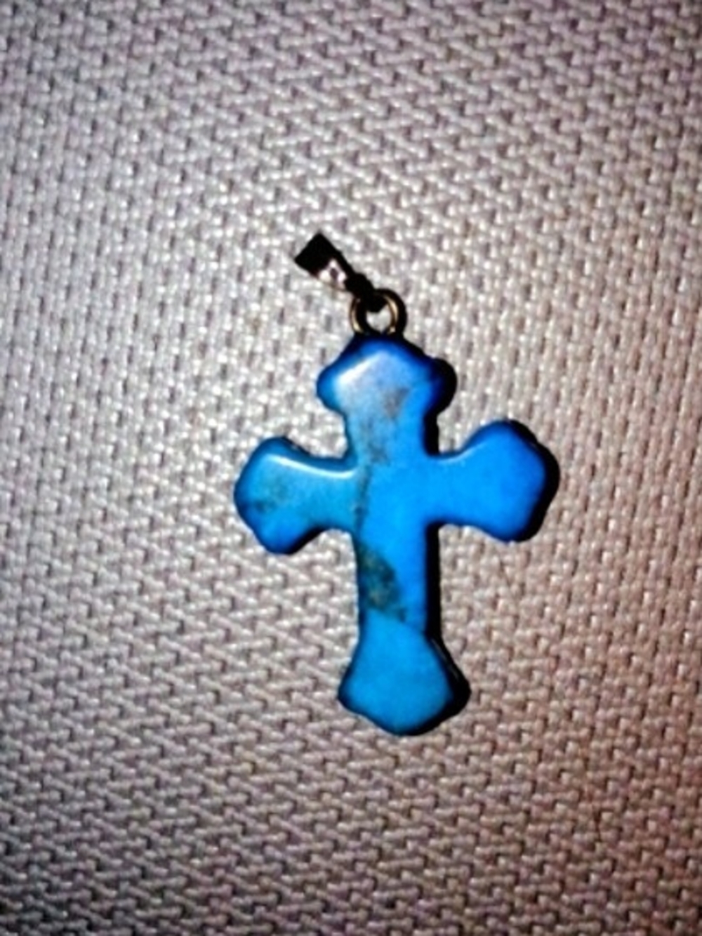 Turquoise Cross Pendant - Bright Blue Stone